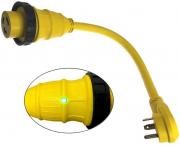 Pactrade Marine RV Power Cord Adapter 30A Female to 30A Male Twist Lock Male: TT-30P, Female: L5-30R LED Indicator